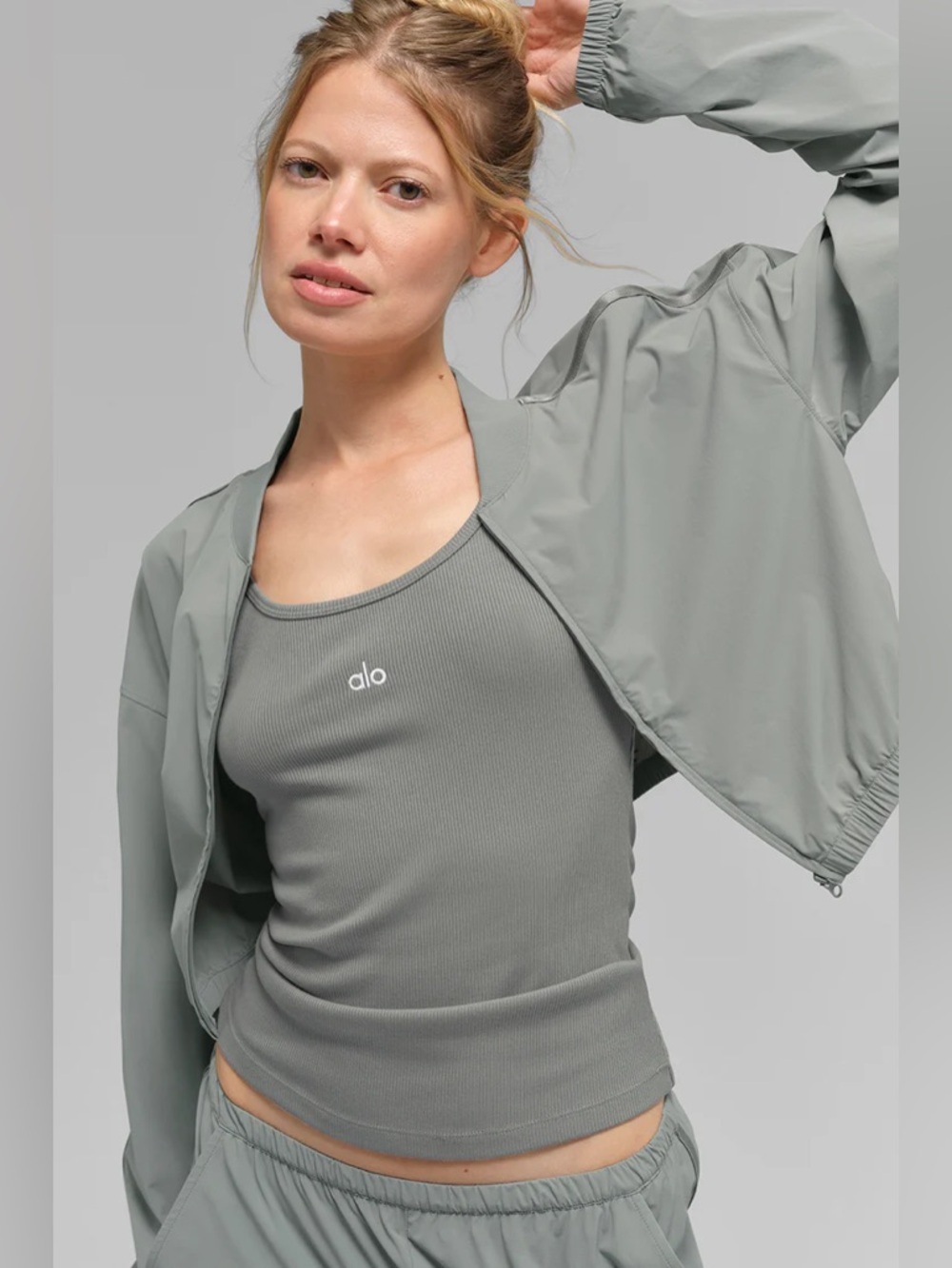 ALO Breezy Full Zip jacket Cover Up XS NWT Grey (FIT0046)